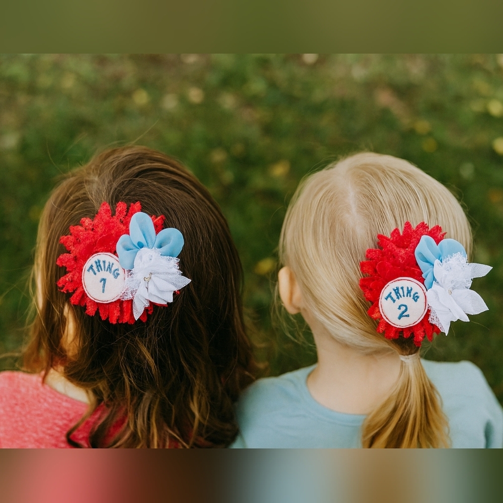 Thing 1 and Thing 2 Hair Clip Set